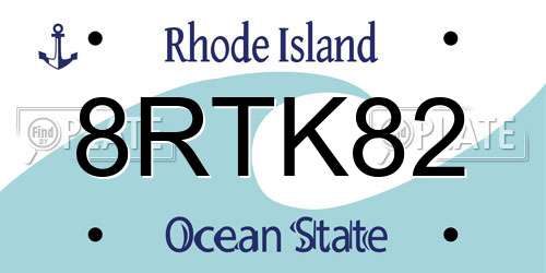 8RTK82 Rhode Island License Plate