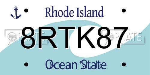 8RTK87 Rhode Island License Plate