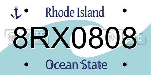 8RX0808 Rhode Island License Plate
