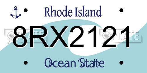 8RX2121 Rhode Island License Plate