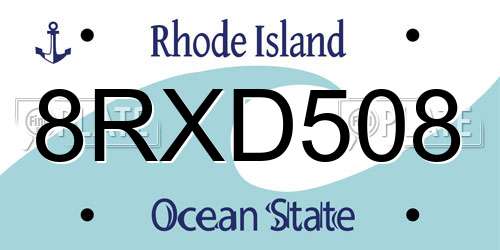 8RXD508 Rhode Island License Plate