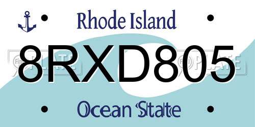 8RXD805 Rhode Island License Plate