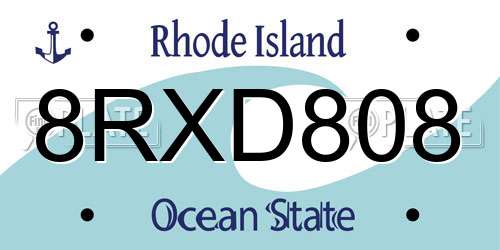 8RXD808 Rhode Island License Plate