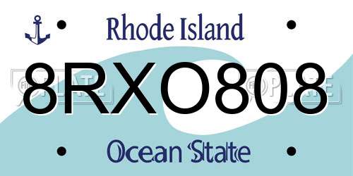 8RXO808 Rhode Island License Plate