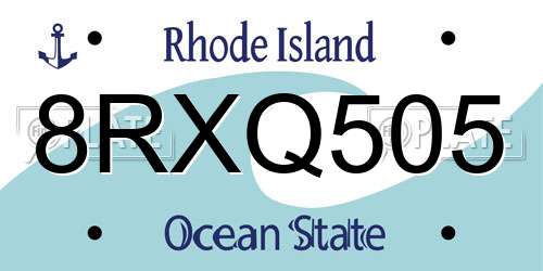 8RXQ505 Rhode Island License Plate