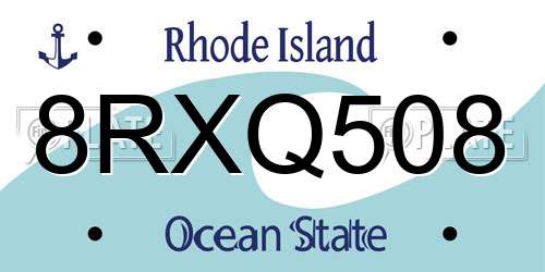 8RXQ508 Rhode Island License Plate