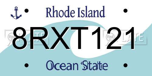 8RXT121 Rhode Island License Plate