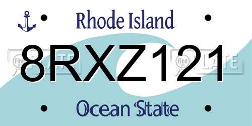 8RXZ121 Rhode Island License Plate