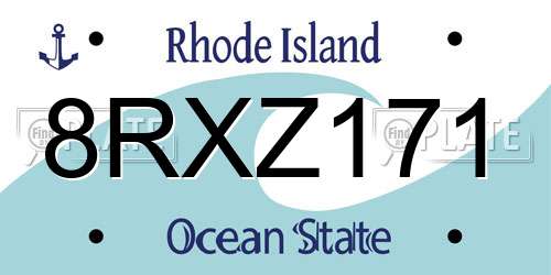8RXZ171 Rhode Island License Plate