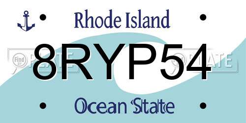 8RYP54 Rhode Island License Plate