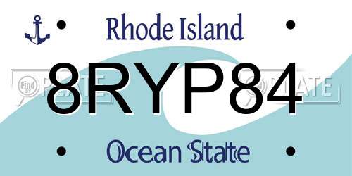 8RYP84 Rhode Island License Plate