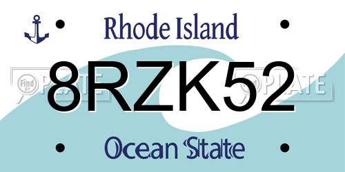 8RZK52 Rhode Island License Plate