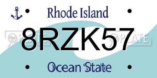 8RZK57 Rhode Island License Plate