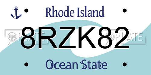 8RZK82 Rhode Island License Plate