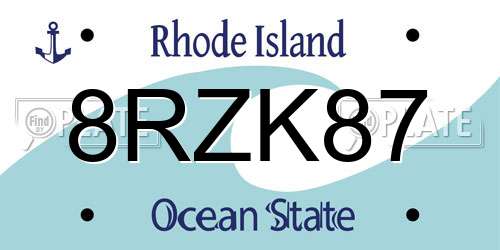 8RZK87 Rhode Island License Plate
