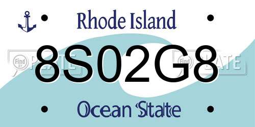 8S02G8 Rhode Island License Plate