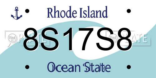 8S17S8 Rhode Island License Plate