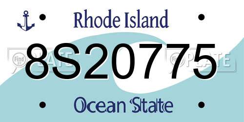 8S20775 Rhode Island License Plate
