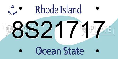 8S21717 Rhode Island License Plate