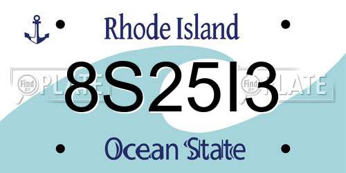 8S25I3 Rhode Island License Plate