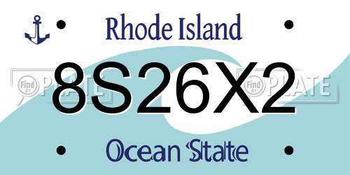8S26X2 Rhode Island License Plate