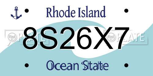 8S26X7 Rhode Island License Plate