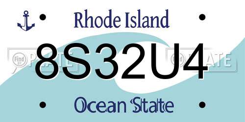 8S32U4 Rhode Island License Plate