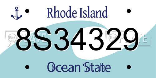 8S34329 Rhode Island License Plate