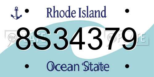 8S34379 Rhode Island License Plate
