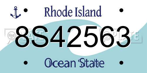 8S42563 Rhode Island License Plate