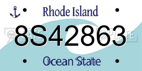 8S42863 Rhode Island License Plate