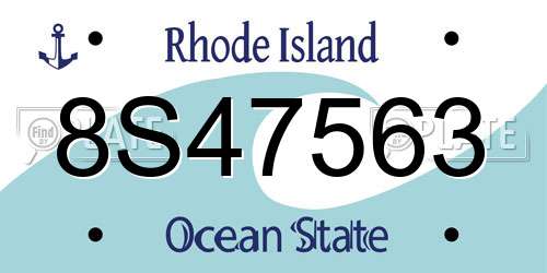8S47563 Rhode Island License Plate