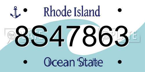 8S47863 Rhode Island License Plate