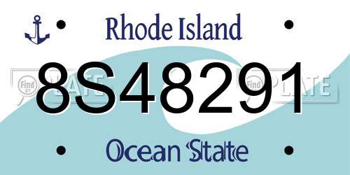 8S48291 Rhode Island License Plate