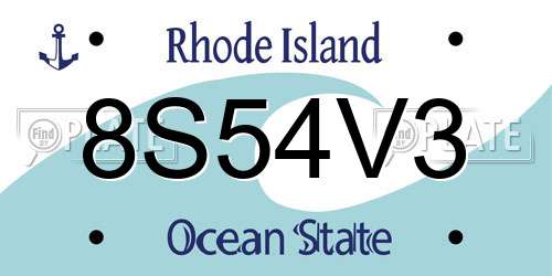 8S54V3 Rhode Island License Plate