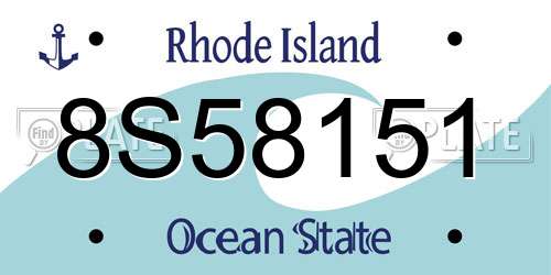 8S58151 Rhode Island License Plate
