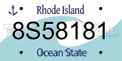8S58181 Rhode Island License Plate