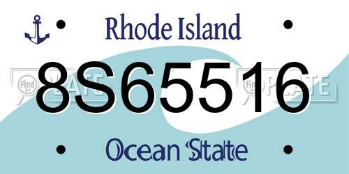8S65516 Rhode Island License Plate