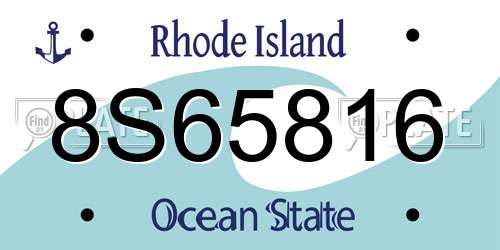 8S65816 Rhode Island License Plate