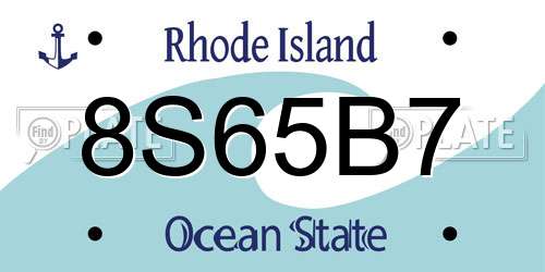 8S65B7 Rhode Island License Plate