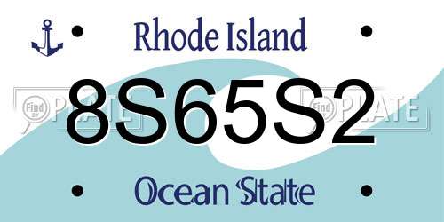 8S65S2 Rhode Island License Plate