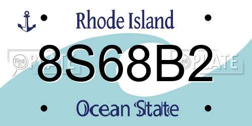 8S68B2 Rhode Island License Plate