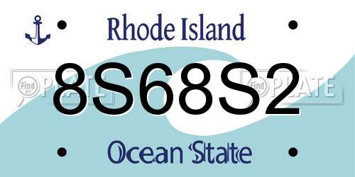 8S68S2 Rhode Island License Plate