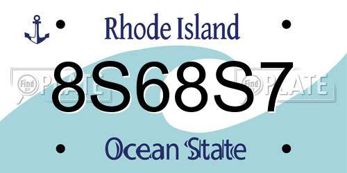 8S68S7 Rhode Island License Plate