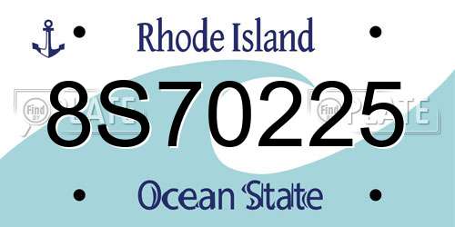 8S70225 Rhode Island License Plate