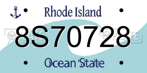 8S70728 Rhode Island License Plate