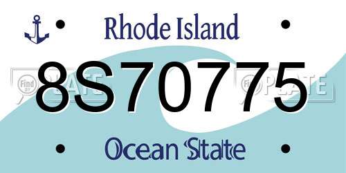 8S70775 Rhode Island License Plate