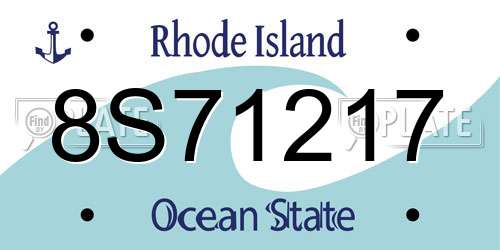 8S71217 Rhode Island License Plate