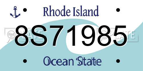 8S71985 Rhode Island License Plate