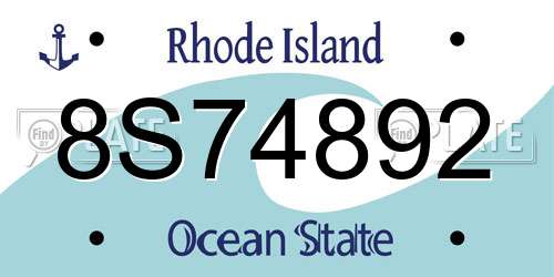 8S74892 Rhode Island License Plate